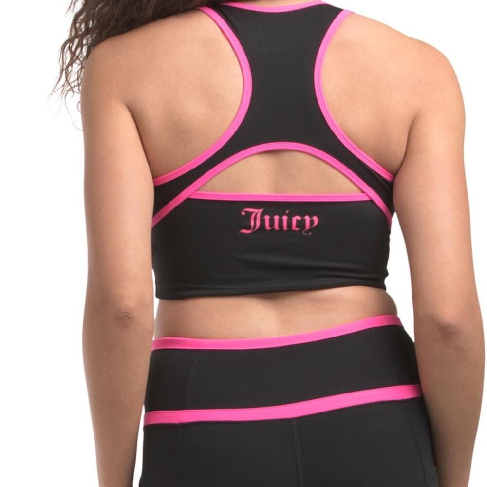BNWT Juicy Couture black and neon hot pink gym sports bra